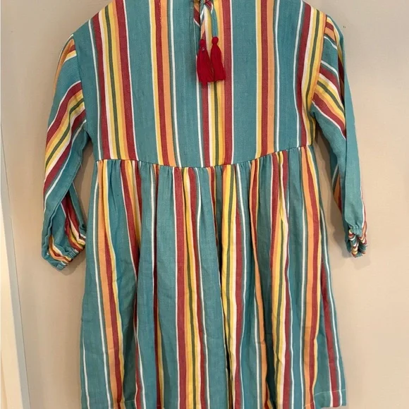 Poppet & Fox girls embroidered striped long sleeve striped dress size 8 - Picture 5 of 5